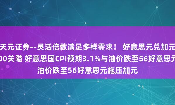 天元证券--灵活倍数满足多样需求！ 好意思元兑加元受阻1.3800关隘 好意思国CPI预期3.1%与油价跌至56好意思元施压加元