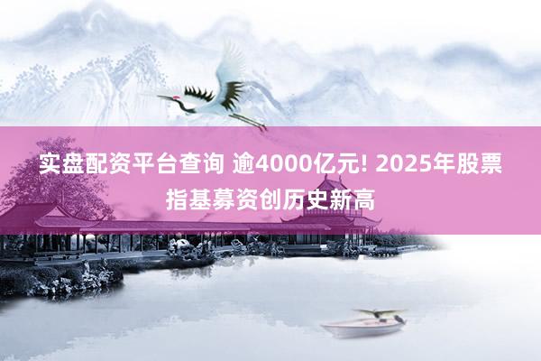 实盘配资平台查询 逾4000亿元! 2025年股票指基募资创历史新高