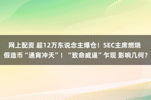 网上配资 超12万东说念主爆仓！SEC主席燃烧 假造币“通宵冲天”！“致命威逼”乍现 影响几何？